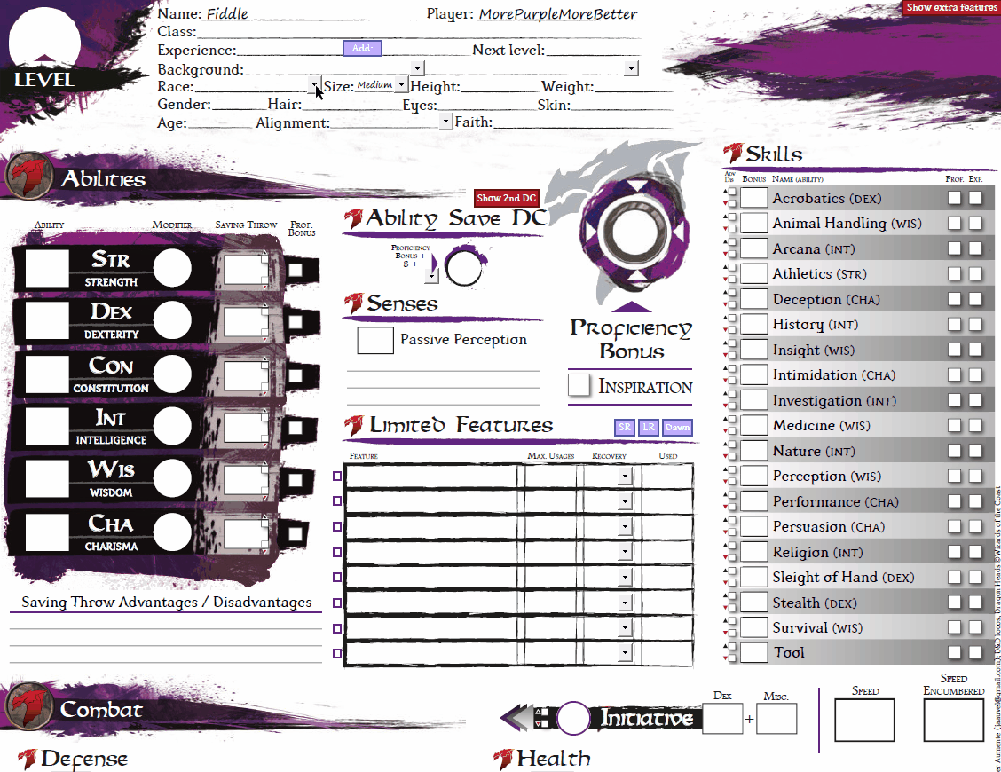 dnd 5e character builder ods